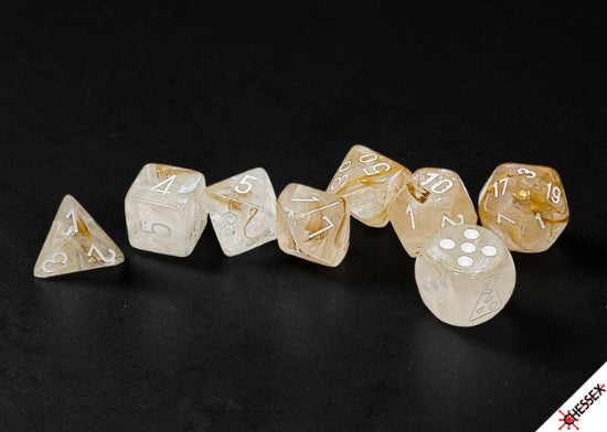 Lab Dice 10 Borealis Champagne/White Polyhedral 7-Die Set