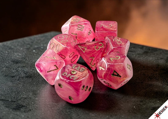 Lab Dice 10 Shimmer Ignis/Gold Polyhedral 7-Die Set