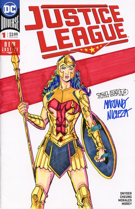 DF DC COMICS COMMISSIONED COVER ART SIGNED AND REMARKED BY MARIANO NICIEZA AND JOE DELBEATO WITH A WONDER WOMAN SKETCH FOC September 7, 2026