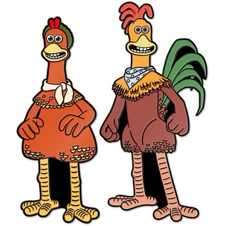 AARDMAN 50 CHICKEN RUN DOTN ROCKY AND GINGER ENAMEL PIN BADGE SET FOC November 30, 2026