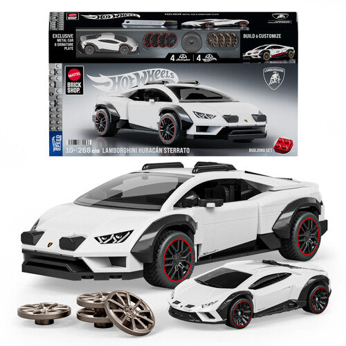 Mattel Brick Shop Hot Wheels Speed Series Lamborghini Huracan Sterrato, 268 Piece Collectible Building Toy Set