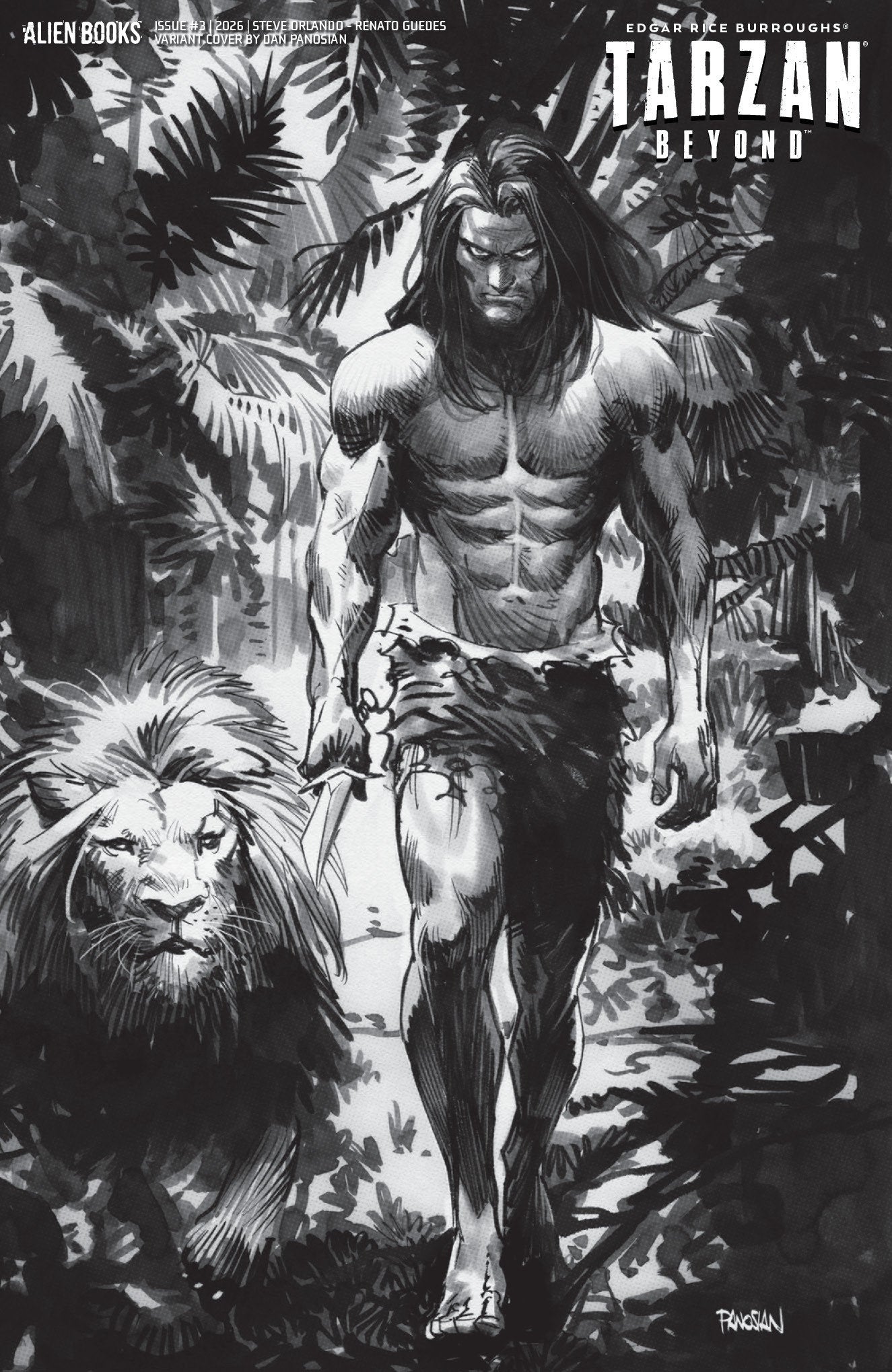 Tarzan Beyond #3 Variant D (Panosian B&W) FOC August 3, 2026