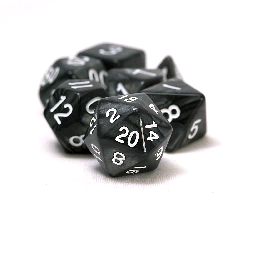 Sirius Dice: 7CT Pearl Charcoal Grey Polyhedral Dice Set
