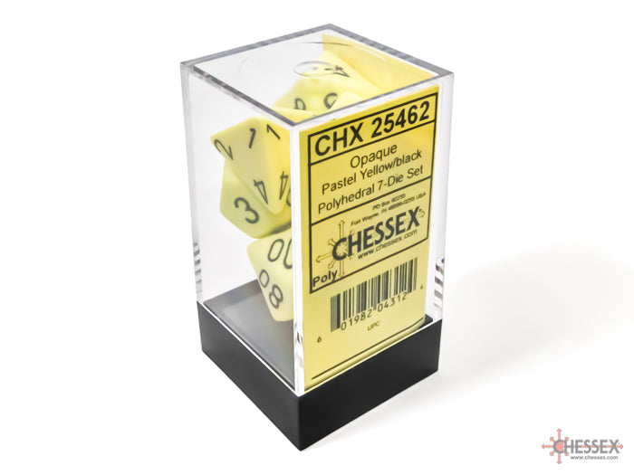 Chessex Opaque Polyhedral Pastel Yellow/black 7-Die Set