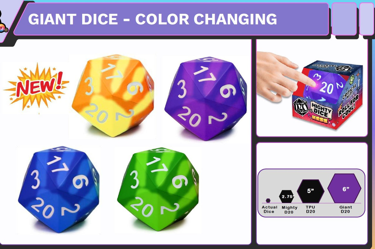 Kess: Jumbo Foam D20 Dice Assorted Color Changing FOC November 8, 2026