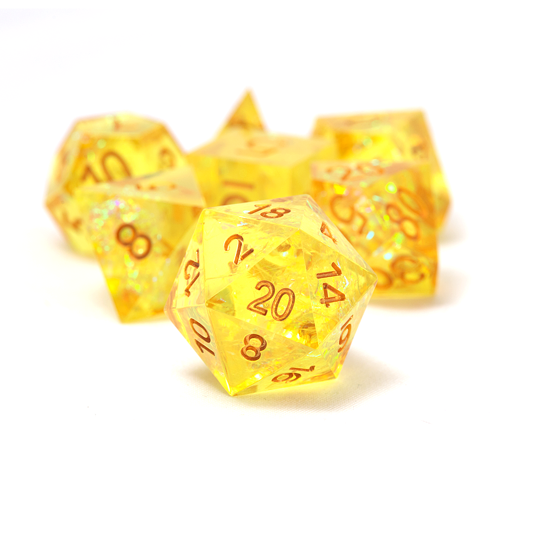 Sirius Dice: Sharp Yellow Fairy Dice Set 7-Piece Polyhedral RPG Dice Set