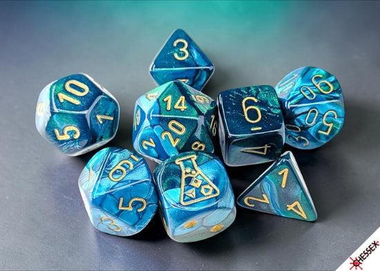 Lab Dice 10 Gemini Green-Teal/Gold Polyhedral 7-Die Set