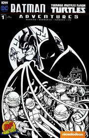 DF BATMAN/TEENAGE MUTANT NINJA TURTLES ADVENTURES #1 DF EXCLUSIVE B/W VARIANT SIGNED AND REMARKED BY KEN HAESER WITH A BATMAN HEAD SKETCH