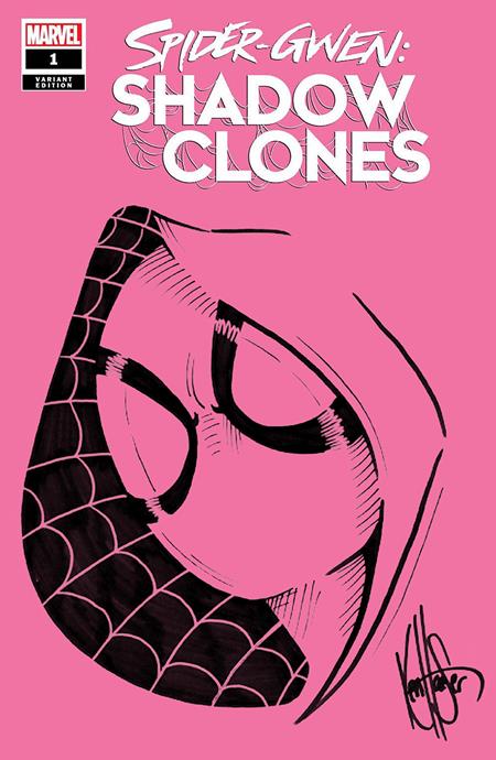 DF SPIDERGWEN SHADOWCLONES #1 PINK BLANK VARIANT WITH A SPIDERGWEN SKETCH BY KEN HAESER FOC November 2, 2026