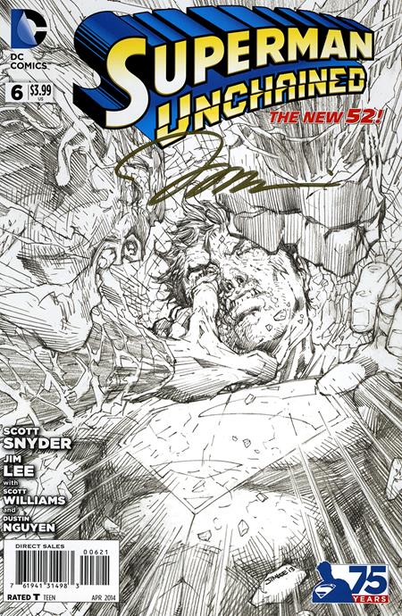 DF SUPERMAN UNCHAINED #6 ULTRA-RARE BLACK AND WHITE VARIANT ELITE GOLD SIGNATURE SERIES SIGNED BY JIM LEE FOC December 7, 2026