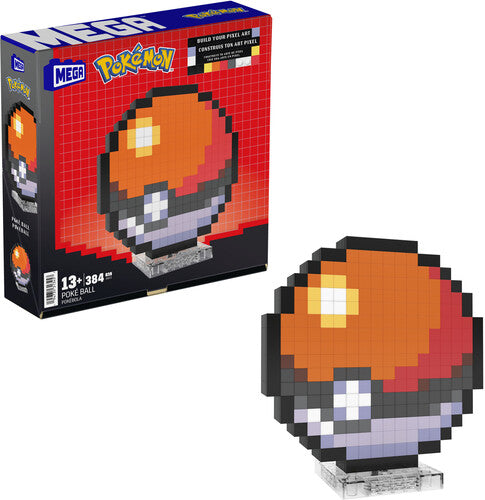 MEGA BLOKS Pokemon Classic Poke Ball, Pixel Art, 342 Piece Building Toy Set