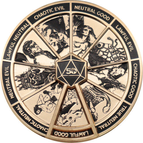 Dungeons & Dragons: 50th Anniversary - Limited Edition Pin Badge - Alignment Spinner Antique Gold