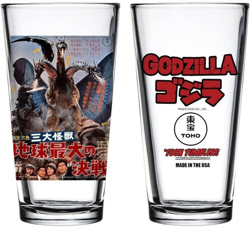 Toon Tumblers - Godzilla 1964 - Ghidorah 3-Headed Monster Movie Poster Pint Glass
