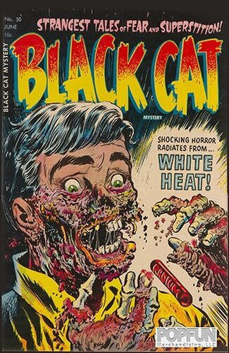 Pre-Code Horror Comic Book Cover - Black Cat Mystery (17x12) Metal Sign