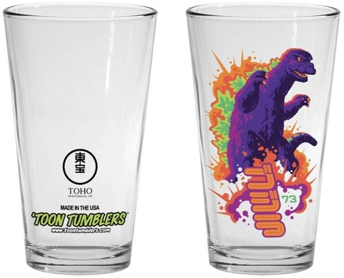 Toon Tumblers - Godzilla 1973 - Godzilla V Megalon Tom Whalen Art Pint Glass