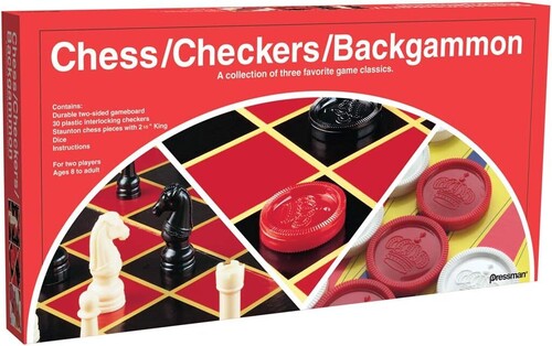 Pressman Classic Games: Checkers/Chess/Backgammon, Folding Board