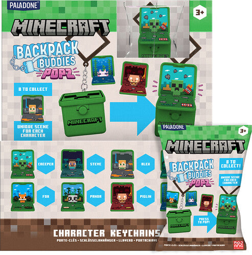 Minecraft Popz Backpack Buddies Keyrings 24-Piece Blind Box PDQ Countertop Display