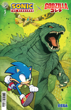 Main Cover +2 Sonic the Hedgehog x Godzilla #3 Cover A (Lawrence) FOC September 7, 2026
