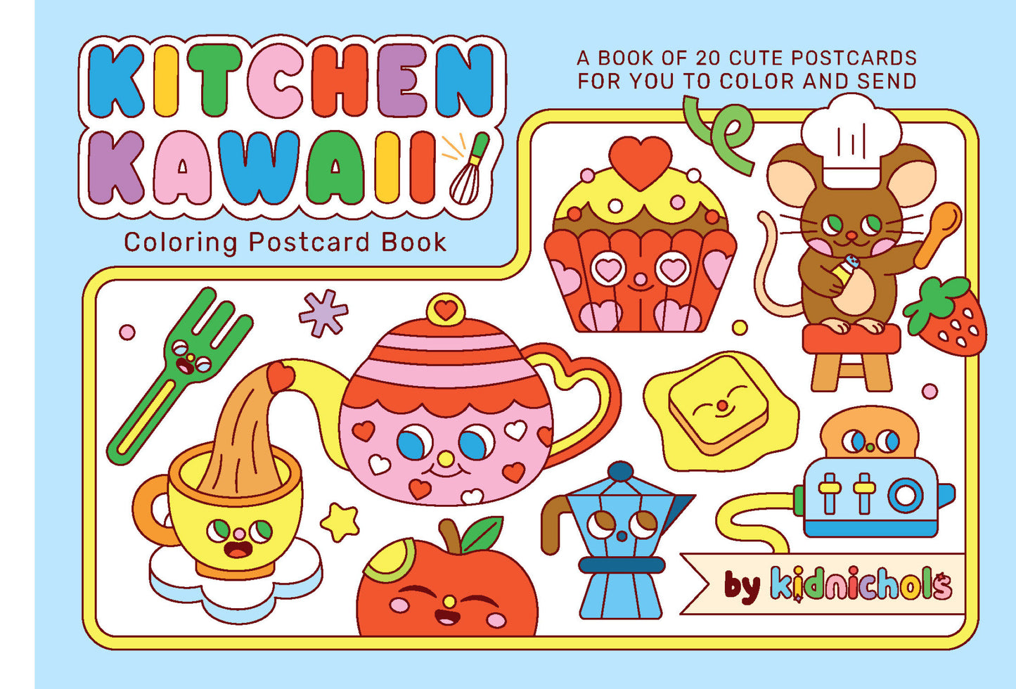 Kitchen Kawaii Coloring Postcard Book FOC August 17, 2026