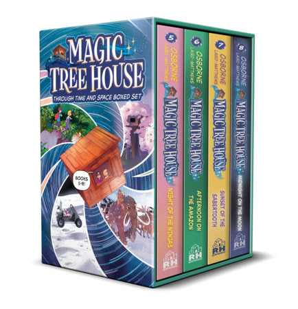 Magic Tree House Through Time and Space Boxed Set: Graphic Novels 5-8 Night of the Ninjas; Afternoon on the Amazon; Sunset of the Sabertooth; Midnight on the Moon (A Graphic Novel Boxed Set) FOC September 28, 2026