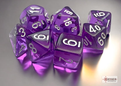 Chessex Translucent Mini 7 Die Set Purple/White