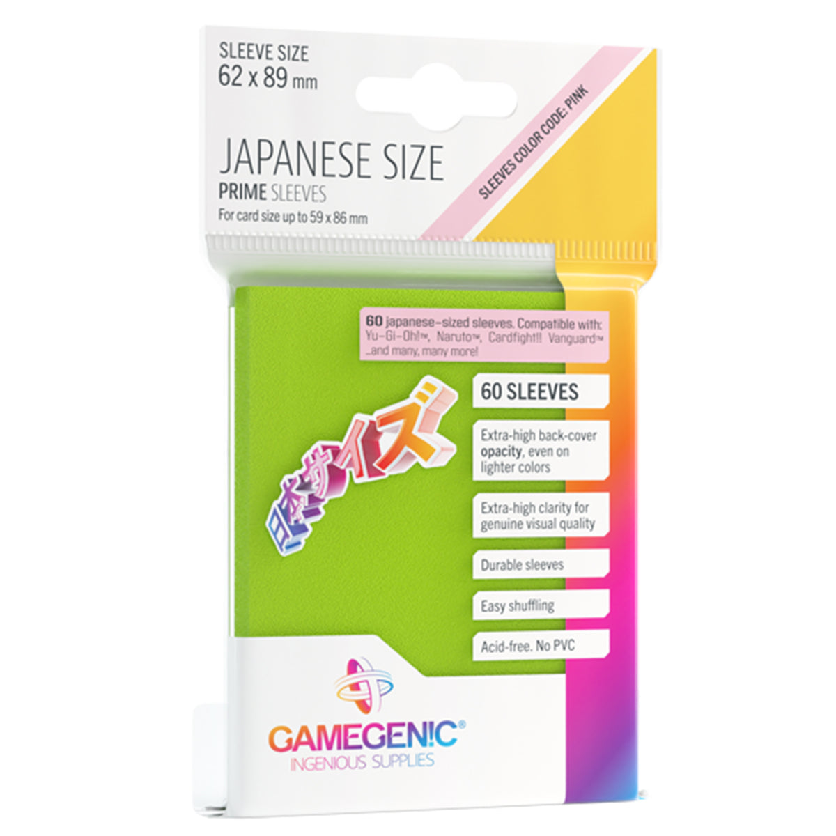 Gamegenic - PRIME Japanese Sized Sleeves Lime