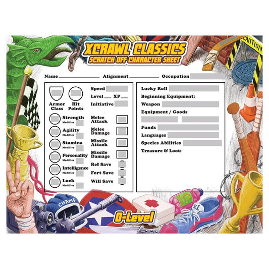 Xcrawl Classics: 0-Level Scratch off Character Sheets FOC January 17, 2027