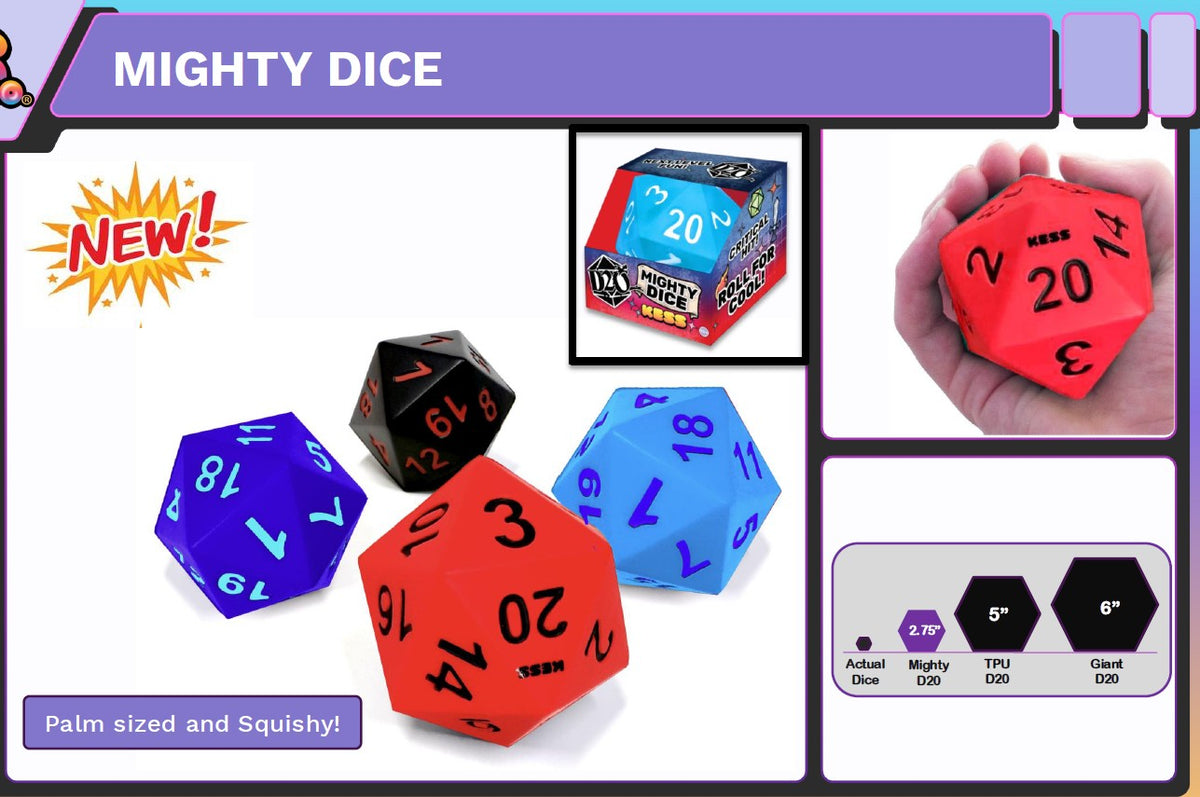 Kess: Mighty Foam D20 Dice Assorted Colors (Black, Red, Blue, Purple) FOC November 8, 2026