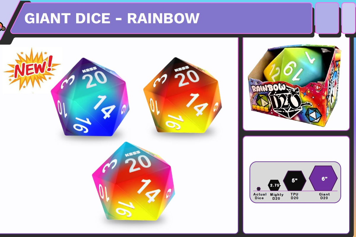 Kess: Jumbo Foam D20 Dice Assorted Colors (Rainbow) FOC November 8, 2026