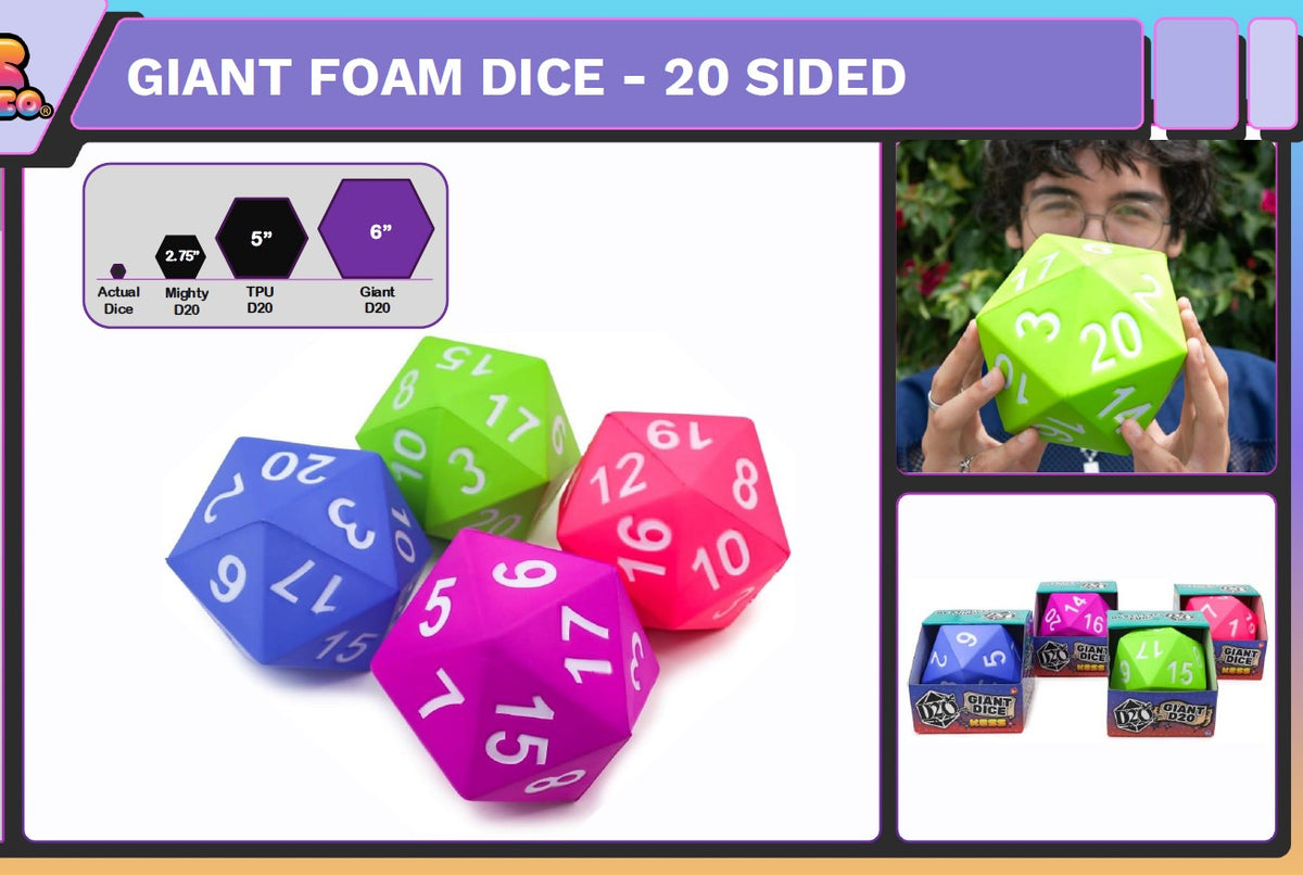 Kess: Jumbo Foam D20 Dice Assorted Colors (Red, Black, Light Blue) FOC November 8, 2026
