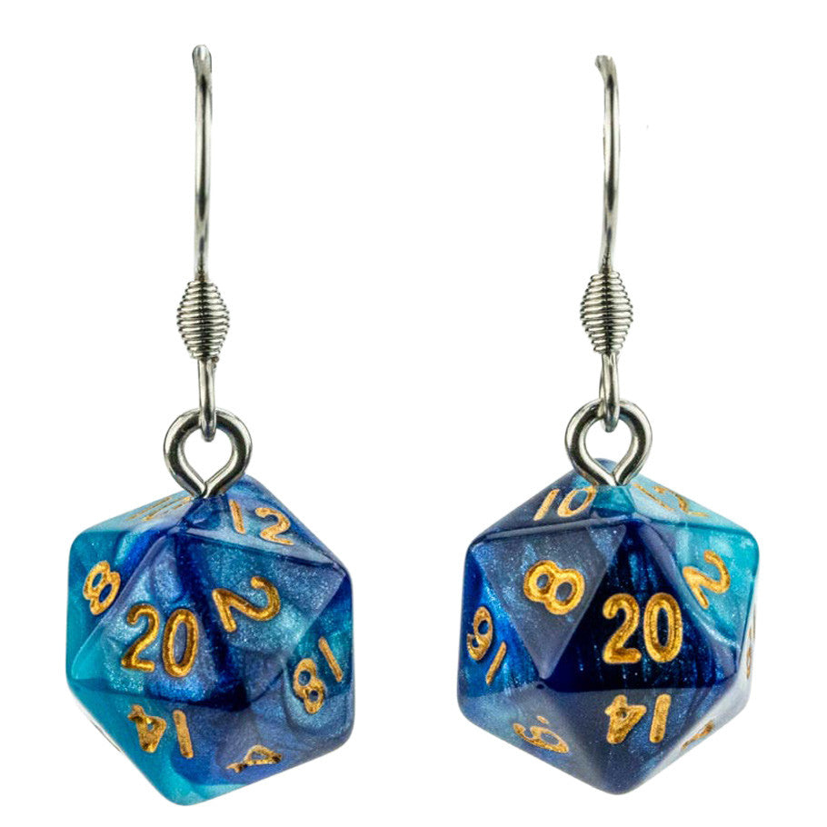 Lair Wear: D20 Dice Earrings: Blue/Light Blue with Gold FOC October 15, 2026
