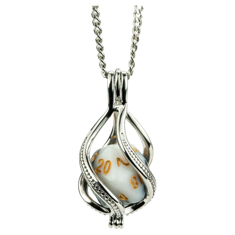 Lair Wear: D20 Caged Dice Necklace: Marble White/Black with Gold FOC October 15, 2026