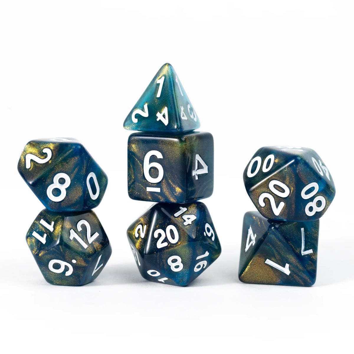 Sirius Dice: Unearthed Treasure Onyx 7-Piece Polyhedral RPG Dice Set