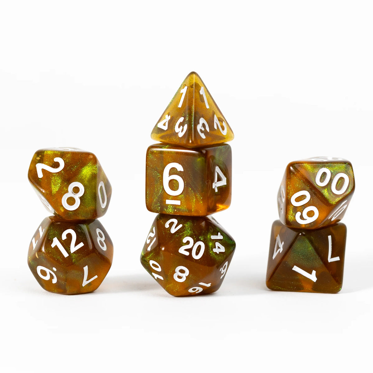 Sirius Dice: Unearthed Treasure Peridot 7-Piece Polyhedral RPG Dice Set