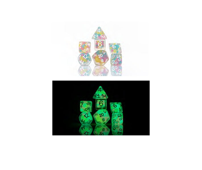 Sirius Dice: 7CT Luchy Charm Glowworm Polyhedral Dice Set