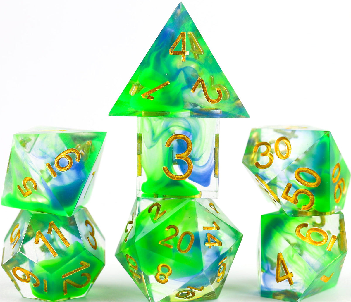 Sirius Dice: 7CT Sharp-edge - Cyprus Polyhedral Dice Set