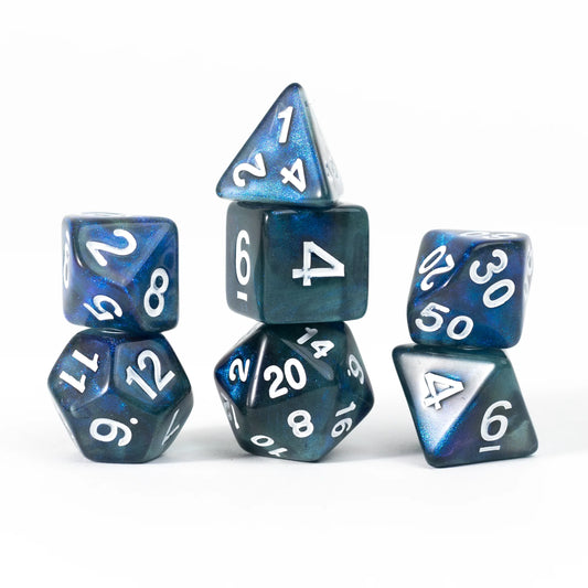 Sirius Dice: Unearthed Treasure Sapphire 7-Piece Polyhedral RPG Dice Set