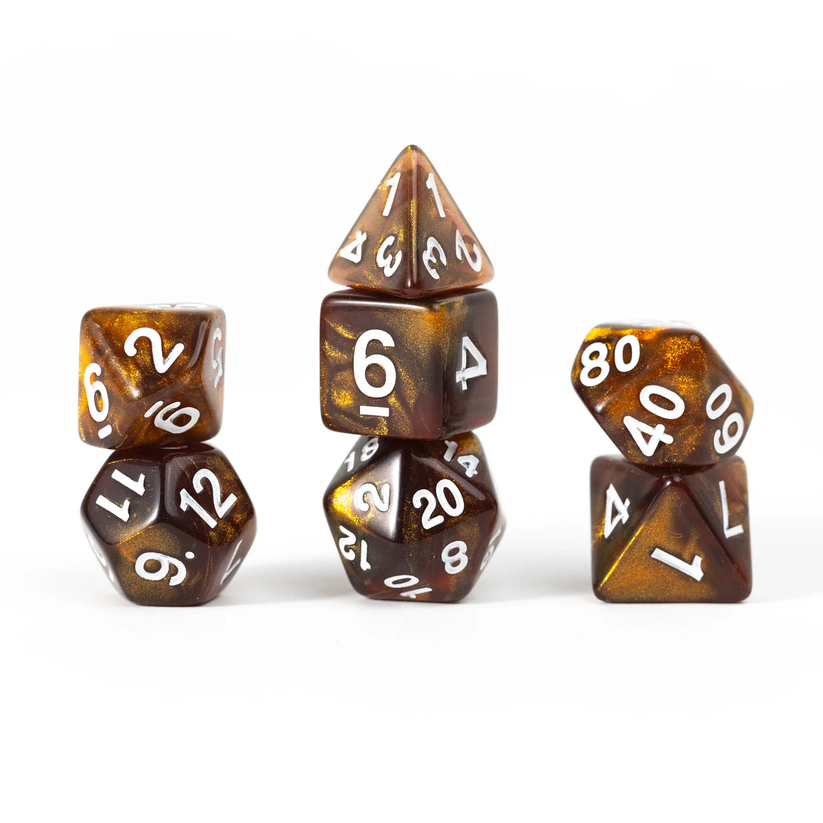 Sirius Dice: Unearthed Treasure Topaz 7-Piece Polyhedral RPG Dice Set