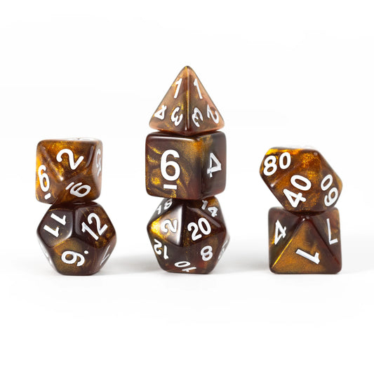 Sirius Dice: Unearthed Treasure Topaz 7-Piece Polyhedral RPG Dice Set