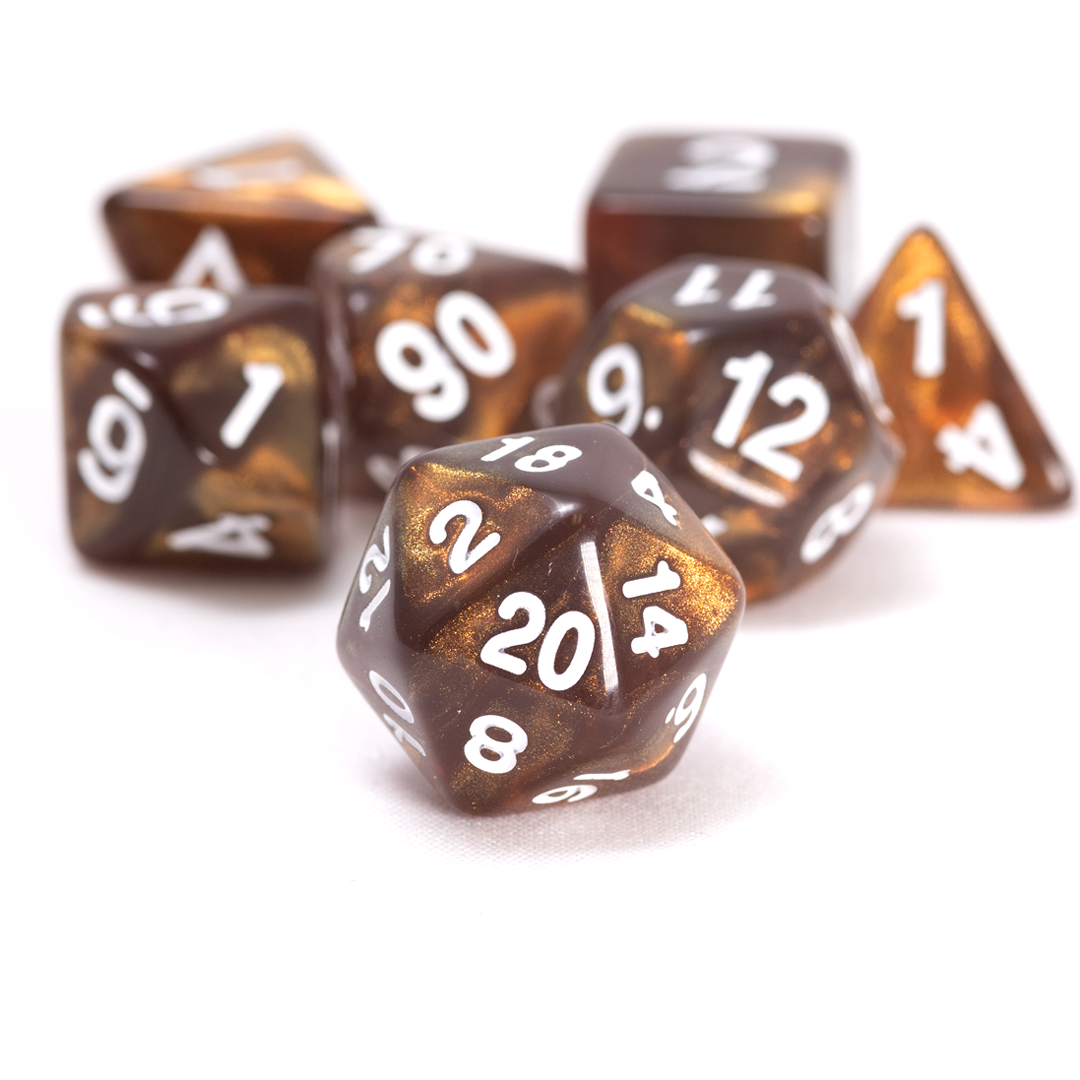 Sirius Dice: Unearthed Treasure Topaz 7-Piece Polyhedral RPG Dice Set
