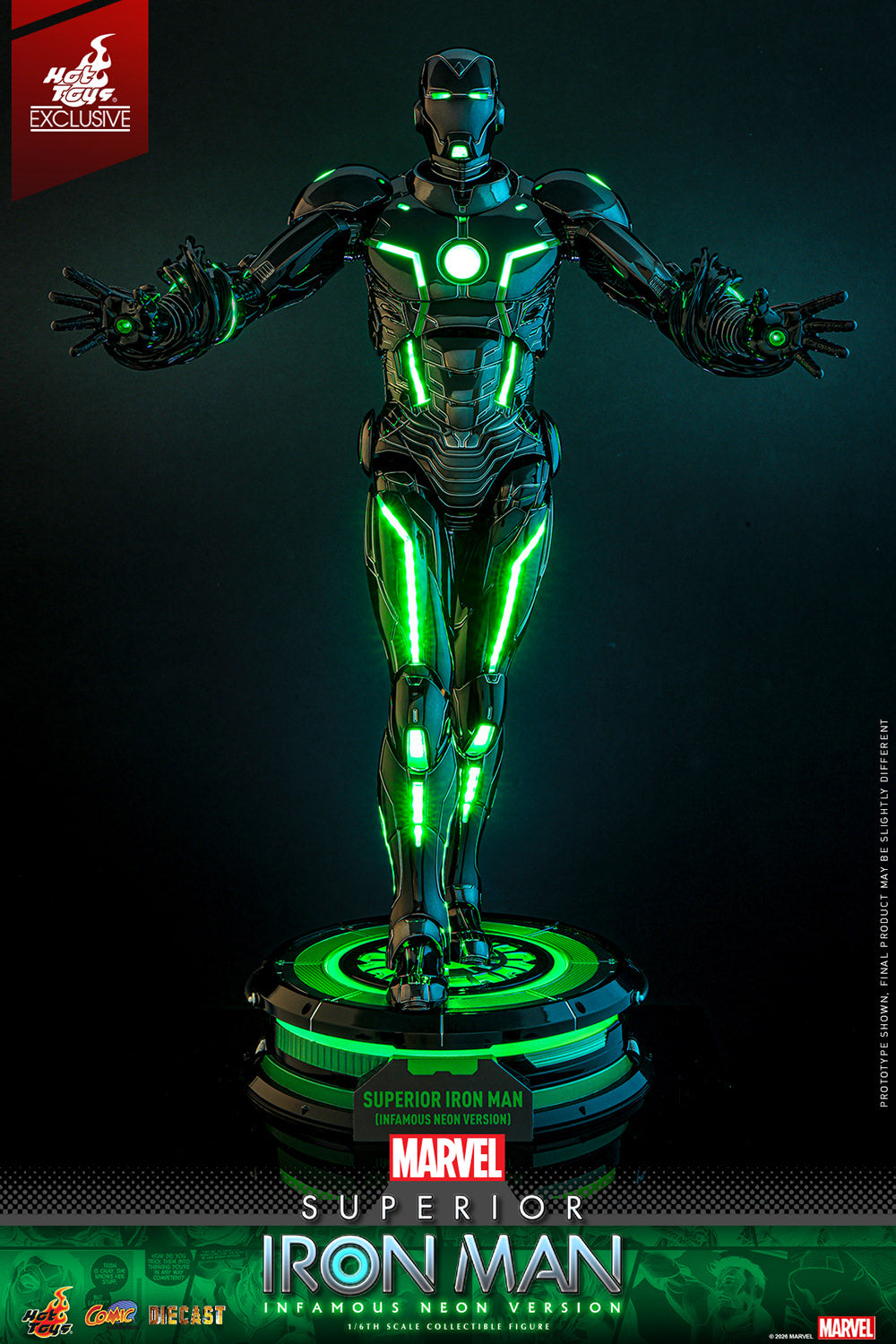 Marvel - Superior Iron Man (Infamous Neon Version) - Sixth Scale Figure
