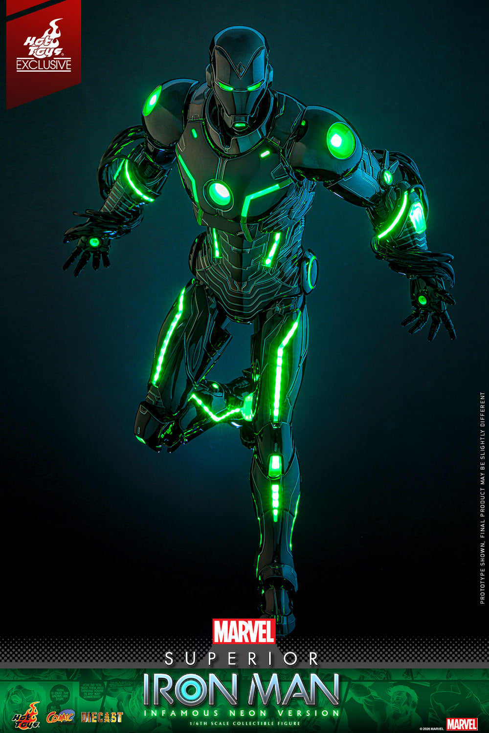 Marvel - Superior Iron Man (Infamous Neon Version) - Sixth Scale Figure