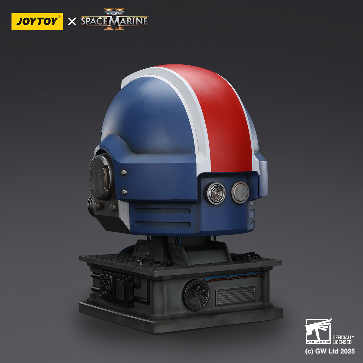 Ultramarines Lieutenant Titus MKX Helmet and Display Stand Prop Replica