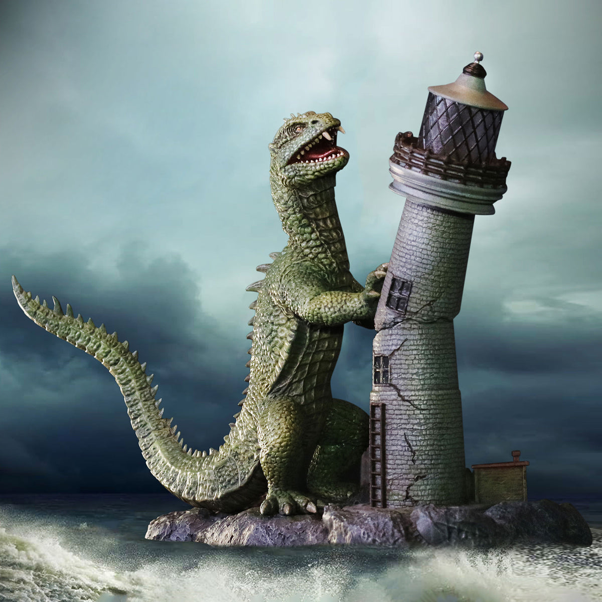 Ray Harryhausen Rhedosaurus Lighthouse Attack Statue