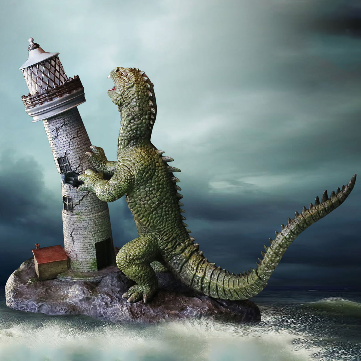 Ray Harryhausen Rhedosaurus Lighthouse Attack Statue