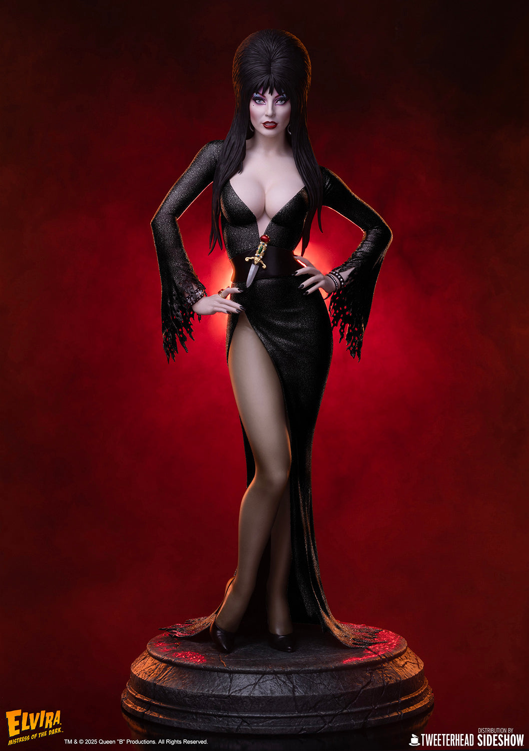 Elvira Mistress of the Dark Black Glitter Dress Quarter Scale Maquette